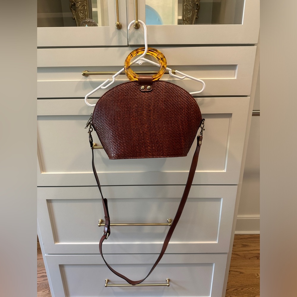 Patricia Nash Woven leather bag with Tortoise shell handles